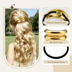 Gold Hair Ties - 6Pcs Gold Hair Accessories for Women & Girls, 3 Styles Chic Metal Hair Cuff Non-Damage Ponytail Cuffs Holders for Thick Hair - Image 4