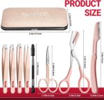 TsMADDTs Tweezers for Women Facial Hair, 8 in 1 Eyebrow Kit with Tweezers, Eyebrow Trimmer Scissors, Razor, Brush with Travel Bag, Hair Plucking Daily Beauty Tools - Image 3