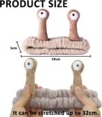 Snail Face Wash Headband, Cartoon Spa Headband, Cosmetic Accessories, Hair Bands for Women, Elastic Coral Fleece Headbands, Skincare Hair Band for Washing (Khaki, One Size) - Image 3