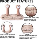 Snail Face Wash Headband, Cartoon Spa Headband, Cosmetic Accessories, Hair Bands for Women, Elastic Coral Fleece Headbands, Skincare Hair Band for Washing (Khaki, One Size) - Image 4