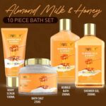 LOVERY Bath and Body Gift Basket For Women and Men – Almond Milk & Honey Home Spa Set, Includes Fragrant Lotions, Extra Large Bath Bombs, Bath Oil, Luxurious Bath Towel & More… - Image 3