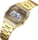 Gosasa Classic Unisex Women's Men's Digital Multifunction Sports Watch Stainless Steel Band Square Waterproof Electronic Led Watch - Image 3