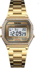 Gosasa Classic Unisex Women's Men's Digital Multifunction Sports Watch Stainless Steel Band Square Waterproof Electronic Led Watch - Image 5