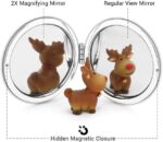 Cartoon Girly Small Mirror, 1X/2X Round Handbag Mirror Compact, Holiday Essentials Pu Leather Portable Small Mirrors, Travel Compact Mirrors, Gadgets for Women, Travel Gifts for Women - Image 4