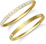2-Pack 14K Gold Plated Stacking Rings for Oura Ring Gen 4/Oura Ring Gen 3, Cubic Zirconia Simulated Diamond Stack Rings for Women - Image 3