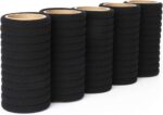 50PCS Black Hair Ties for Women, Cotton Seamless Hair Bands, Elastic Ponytail Holders, No Damage for Thick Hair, 2 Inch in Diameter, by Nspring - Image 4