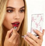 Pink Bow Travel Mirror, 1X/2X Rectangular Handbag Mirror for Women, Pu Leather Portable Travel Essentials Compact Mirrors, Handbag Accessories Mirrors, Gadgets for Women, Birthday Gifts Girls - Image 5