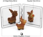 Cute Mirror, 1X/2X Square Desk Mirror, Pu Leather Portable Handbag Accessories Mirrors, Travel Essentials Handheld Mirrors, Gadgets for Women, Small Gifts for Women - Image 4