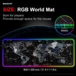 EXCOVIP Extended RGB Mouse Pad Mat, 14 Modes Large Office Table Desk Mat 800x300mm Gaming Lighting Led Mousepad for PC Computer Keyboard Anti-Slip (RGB World) 8424 - Image 4