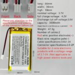 DC 3.7V 3000mAh 103665 Rechargeable Lithium Polymer Battery, Suitable for DIY 3.7-5V Electronic Products with Built-in 2-Wire Battery Replacement and LED Lights - Image 3