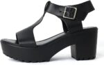 J. Adams Corby Platform Sandals Heeled Sandals for Women - T-Strap Chunky Mid Heel Sandal Wedges for Women - Women Footwear Platform Shoes - Summer Shoes for - Image 3