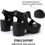 J. Adams Corby Platform Sandals Heeled Sandals for Women - T-Strap Chunky Mid Heel Sandal Wedges for Women - Women Footwear Platform Shoes - Summer Shoes for - Image 4