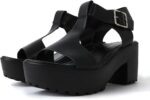 J. Adams Corby Platform Sandals Heeled Sandals for Women - T-Strap Chunky Mid Heel Sandal Wedges for Women - Women Footwear Platform Shoes - Summer Shoes for - Image 5