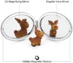 Delightful Floral Mirror, 1X/2X Oval Table Top Mirror, Pu Leather Portable Travel Minis Handheld Mirrors, Holiday Essentials Mirrors, Teenage Girls Gifts, Gadgets for Women - Image 4