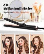 360° Airflow Styler Curling Iron - 1.25 Inch Hair Straightener and Curler 2 in 1 with Vented Cool Air to Lock in Style, Extra Long Flat Iron Curling Wand, 5 Temps & Dual Voltage for Travel - Image 4