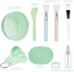 anezus Face Mask Mixing Bowl Set, 11 Pcs DIY Facemask Mixing Tool Kit with Facial Mask Bowl Stick Spatula Silicone Brush Spray Bottle Puff Soaking Bottle Gauges - Image 3