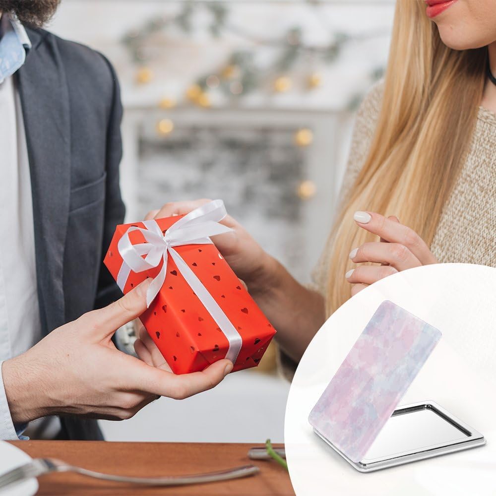 Minimalist Pastel Hand Mirror, 1X/2X Rectangular Cosmetic Mirror, Pu Leather Portable Holiday Essentials Handheld Mirrors, Travel Minis Mirrors, Gadgets for Women, Gifts for Teenage Girls - Image 7