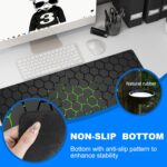 Desk Pad, Green Honeycomb Science Technology Extended Gaming Mouse Pad Large, 35.4"x15.7" Big Mouse Pad with Non-Slip Base and Stitched Edge, Long Computer Keyboard Mouse Mat for Home Office Work - Image 4
