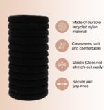 Kitsch Recycled Nylon Medium Hair Elastics, Hair Ties, Accessories, Ponytail, 12pc Set (Black) - Image 4