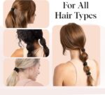 Kitsch Recycled Nylon Medium Hair Elastics, Hair Ties, Accessories, Ponytail, 12pc Set (Black) - Image 5