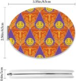 Smiling Moon Faces Hand Mirror, 1X/2X Oval Mirror Small, Pu Leather Portable Handbag Mini Essentials Small Mirrors, Mini Make Up Compact Mirrors, Uni Gifts, Gadgets for Women - Image 3