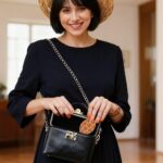 Smiling Moon Faces Hand Mirror, 1X/2X Oval Mirror Small, Pu Leather Portable Handbag Mini Essentials Small Mirrors, Mini Make Up Compact Mirrors, Uni Gifts, Gadgets for Women - Image 5