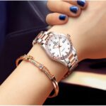 Women's Diamond Automatic Mechanical Rose Gold Stainless Steel Sapphire Waterproof Lady's Elegant Blue Watch - Image 6