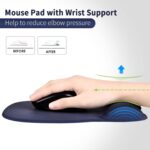 EooCoo Mouse Pad with Wrist Support,Ergonomic Mousepad with Memory Foam Wrist Rest,Mouse Mat Non-Slip Rubber Base,4mm Ultra Thin Wear Resistant Matt Desk Accessories for Laptop,Gaming,Office-Navy Blue - Image 3