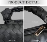 Excefore Knoted Woven Handbag for Women Fashion Designer Ladies Hobo Bag Bucket Purse Faux Leather, Black - Image 6
