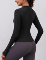LOMON Womens Long Sleeve Workout Tops Quick Dry Quarter Zip Pullover Crop Yoga Athletic Slim Fit Shirts - Image 3