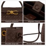 Woven Tote Bag for Women Leather Shoulder Handbag Designer Top Handle Purses - Image 7