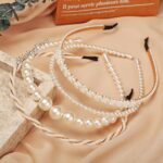 Shining Diva Fashion 4 Pcs Headbands Stylish Pearl Hairbands Hair Accessories Hair Bands for Women Girls (14967hb) - Image 3