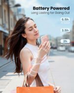 Gaiatop Portable Handheld Fan, Folding Stand for Desktop, 3 Speed LED Makeup Mirror with Light, Rechargeable Mini Personal Fans Small Travel Essentials Gifts for Women Girls Pink - Image 3