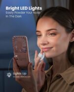 Gaiatop Portable Handheld Fan, Folding Stand for Desktop, 3 Speed LED Makeup Mirror with Light, Rechargeable Mini Personal Fans Small Travel Essentials Gifts for Women Girls Pink - Image 7