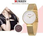 Curren 9016 Watch Luxury Women Watches Waterproof Analog Quartz Dress Women Watches Steel Bracelet Ladies Watch - Gold - Image 3