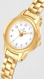 White Dial Golden Stainless Steel Strap Watch - Image 4