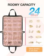 BAGSMART Travel Jewelry Organizer Case Portable Jewelry Roll Bag Tangle-free Necklace Storage, Foldable Transparent Pockets for Earrings, Rings, Bracelet, Travel Essentials, Black Large - Image 5