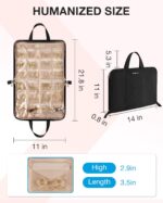 BAGSMART Travel Jewelry Organizer Case Portable Jewelry Roll Bag Tangle-free Necklace Storage, Foldable Transparent Pockets for Earrings, Rings, Bracelet, Travel Essentials, Black Large - Image 6