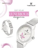 TIMEWEAR Analog Pink Butterfly Silver Dial Stainless Steel Strap Watch for Women - Image 3