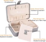 Voova Small Jewelry Organizer Box, Travel Jewelry Case for Women Teen Girls, Mini PU Leather Portable Jewellery Storage Boxes Holder with Smart Earrings Plate for Necklaces Rings Bracelets, Grey - Image 3
