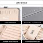 Voova Small Jewelry Organizer Box, Travel Jewelry Case for Women Teen Girls, Mini PU Leather Portable Jewellery Storage Boxes Holder with Smart Earrings Plate for Necklaces Rings Bracelets, Grey - Image 4