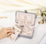 Voova Small Jewelry Organizer Box, Travel Jewelry Case for Women Teen Girls, Mini PU Leather Portable Jewellery Storage Boxes Holder with Smart Earrings Plate for Necklaces Rings Bracelets, Grey - Image 6