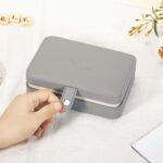 Voova Small Jewelry Organizer Box, Travel Jewelry Case for Women Teen Girls, Mini PU Leather Portable Jewellery Storage Boxes Holder with Smart Earrings Plate for Necklaces Rings Bracelets, Grey - Image 7