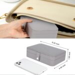 Voova Small Jewelry Organizer Box, Travel Jewelry Case for Women Teen Girls, Mini PU Leather Portable Jewellery Storage Boxes Holder with Smart Earrings Plate for Necklaces Rings Bracelets, Grey - Image 8