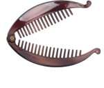 2Pcs Big Banana Hair Clips Clincher Rounded Edges Hair Comb Claws Hair Comb Fish Shape Grips Clamp Hair Accessories for Women Girls-Brown - Image 2