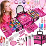 34 Pcs Kids Makeup Kit for Girls, Princess Real Washable Pretend Play Cosmetic Set Toys with Mirror, Non-Toxic & Safe, Birthday Gifts for 3 Years Old Girls Kids - Image 2