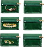 6/12 Pcs Travel Jewelry Organizer Pouches - Velvet Jewelry Bags with Clear Zipper Pockets, Anti-Tarnish Jewelry Storage for Necklaces, Rings, Earrings - Perfect for Women's Travel Gifts (6, Green) - Image 2