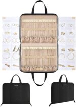 BAGSMART Travel Jewelry Organizer Case Portable Jewelry Roll Bag Tangle-free Necklace Storage, Foldable Transparent Pockets for Earrings, Rings, Bracelet, Travel Essentials, Black Large - Image 2
