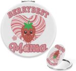Berry Best Mama Pocket Mirror, 1X/2X Round Mirror Vanity, Mini Essentials for Handbag Pu Leather Portable Mirrors, Travel Minis Compact Mirrors, Teenage Girls Gifts, Gadgets for Women - Image 2