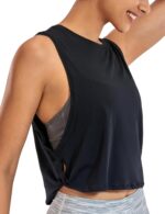 CRZ YOGA Women's Pima Cotton Workout Tank Crop Sports Shirt Sleeveless Yoga Running Tops - Image 2